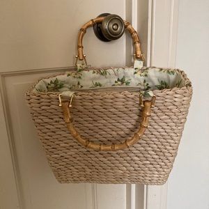 Brand NEW! Bamboo top handle woven bag